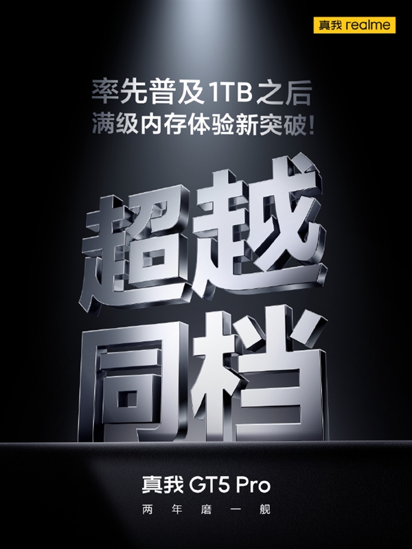 速度飛起！真我GT5 Pro容量升級(jí)：率先普及1TB